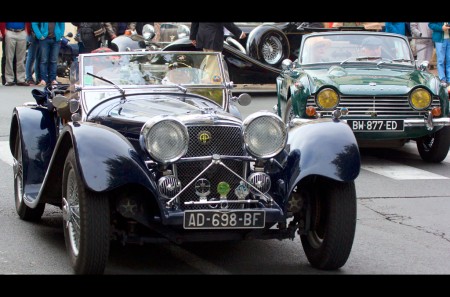 Jaguar SS100 et Triumph TR5